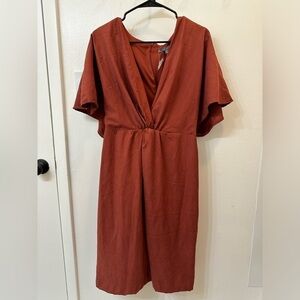 NWT Julia Jordan Twist Front Dress in Rust Size 14